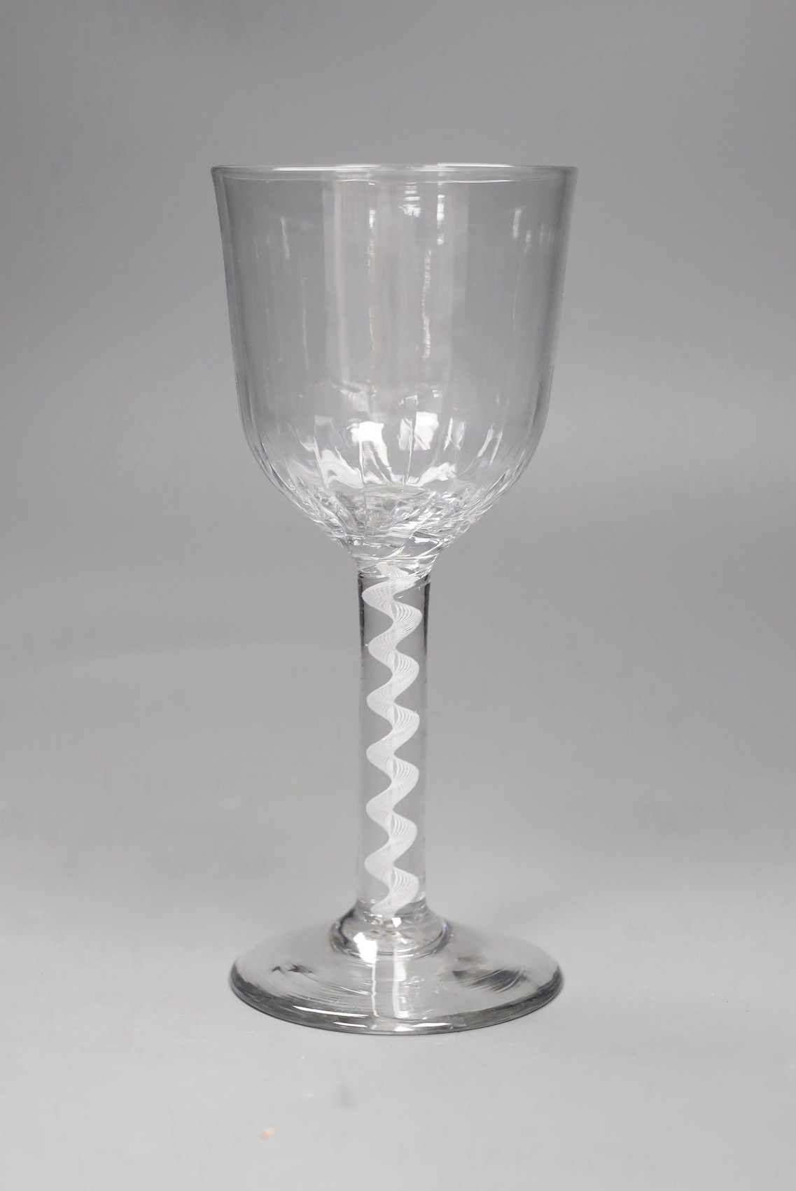 An opaque twist wine goblet, 18th century, 19cms high